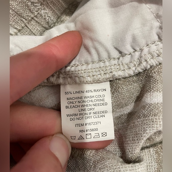 Briggs Linen Blend Wide Leg Pull On Pants Drawstring Size XL Striped Boho Chic - Picture 7 of 12